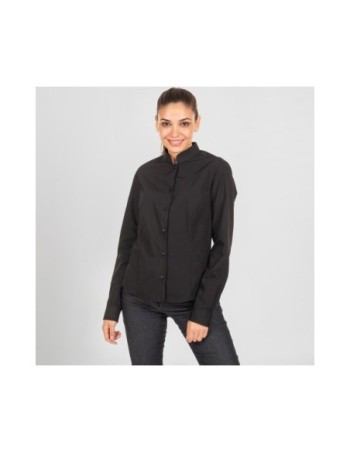 CAMISA NEGRA MUJER MAO HOSTELERÍA MANGA LARGA 