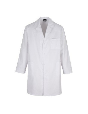 BATA BLANCA DE LABORATORIO CIERRE CORCHETES