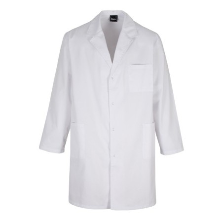 BATA BLANCA DE LABORATORIO CIERRE CORCHETES