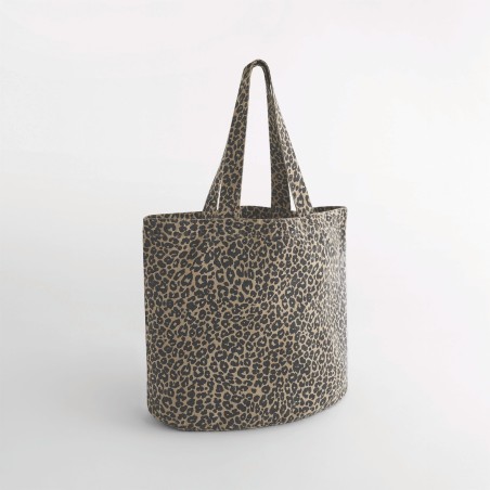Leopard print canvas tote bag