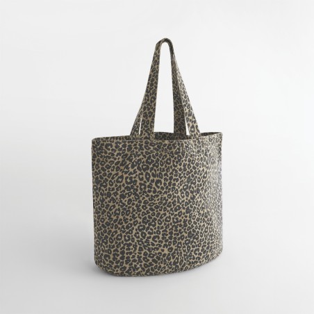 Leopard print canvas tote bag