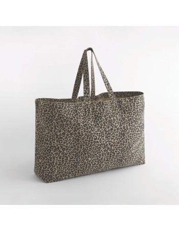 Bolsa de lona oversize con estampado de leopardo