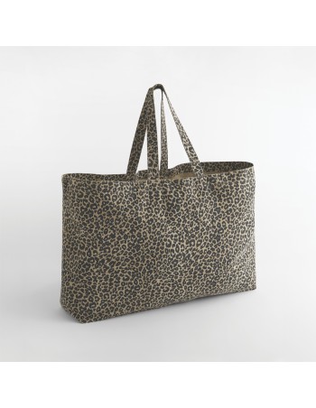 Bolsa de lona oversize con estampado de leopardo 2