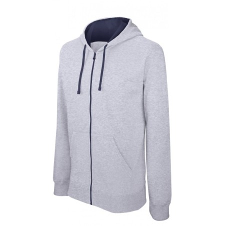 SUDADERA BICOLOR CAPUCHA Y CREMALLERA