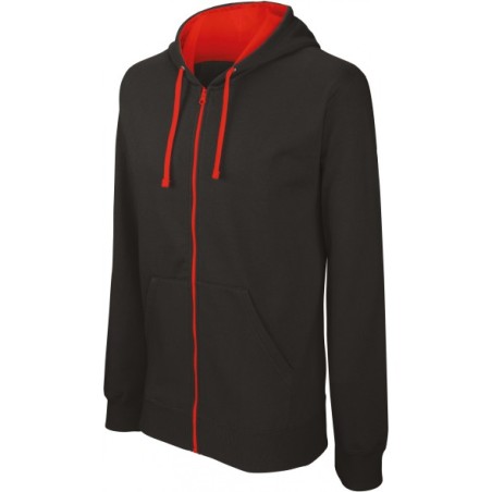 SUDADERA BICOLOR CAPUCHA Y CREMALLERA