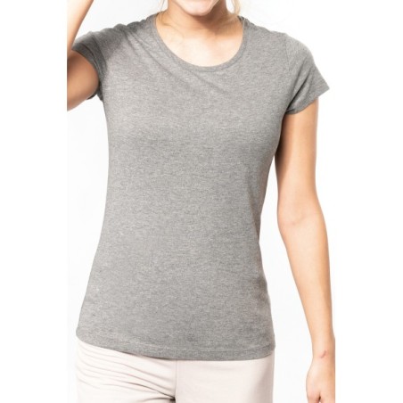 Camiseta de algodón orgánico cuello redondo de mujer