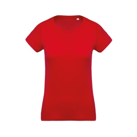 Camiseta de algodón orgánico cuello redondo de mujer