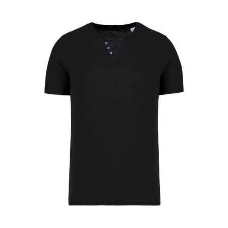 Camiseta Henley ecorresponsable manga corta - 140 g