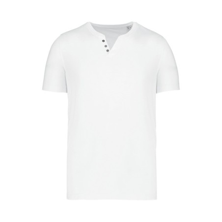 Camiseta Henley ecorresponsable manga corta - 140 g