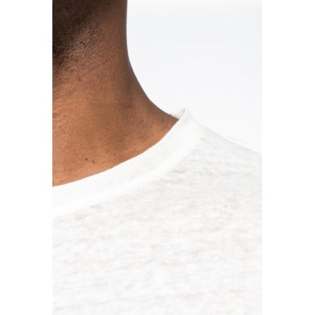 Camiseta lino cuello redondo hombre