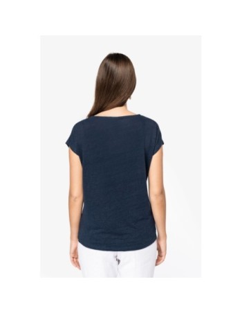 Camiseta lino cuello redondo mujer 2