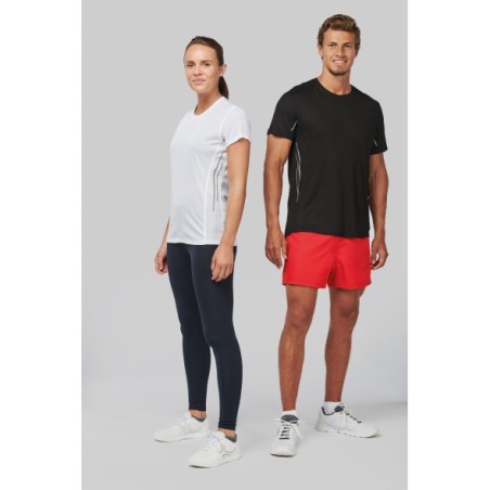 Camiseta de deporte bimaterial manga corta mujer