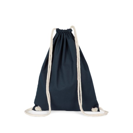 Organic cotton backpack with drawstring carry handles