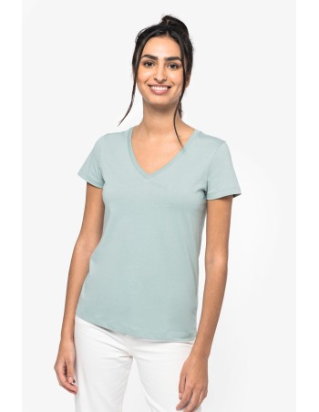 Camiseta ecorresponsable cuello de pico mujer