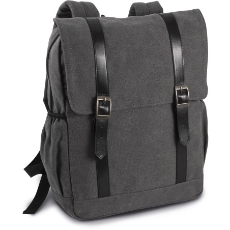 Flap-top canvas backpack