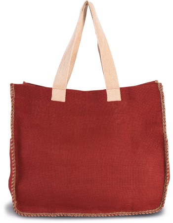 Bolsa de yute con costuras contrastadas