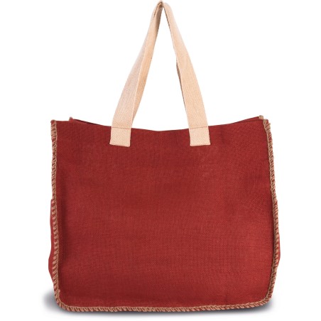 Jute bag with contrast stitching