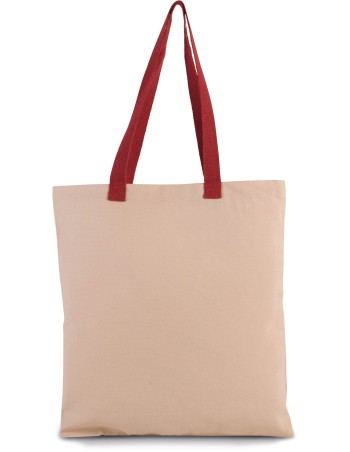 Flat canvas shopper with contrast handle
