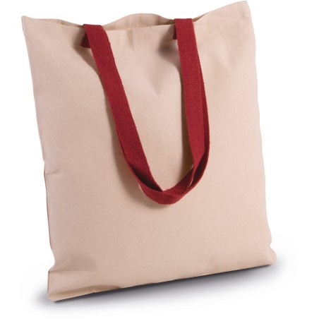 Flat canvas shopper with contrast handle