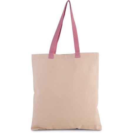 Flat canvas shopper with contrast handle