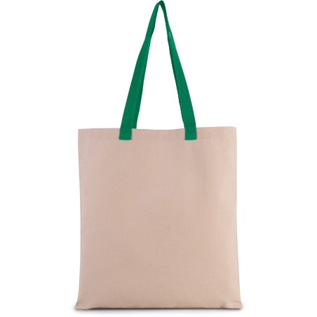 Flat canvas shopper with contrast handle