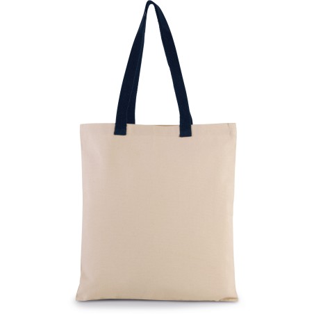 Flat canvas shopper with contrast handle