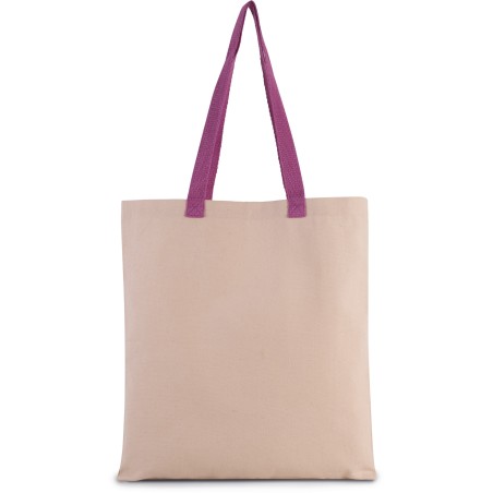 Flat canvas shopper with contrast handle