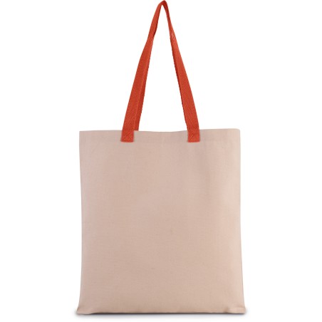 Flat canvas shopper with contrast handle