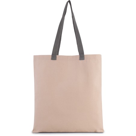 Flat canvas shopper with contrast handle