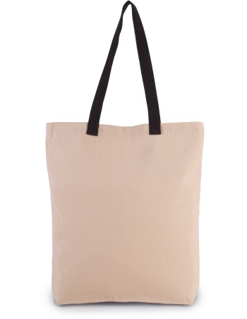 Bolsa shopper tejido canvas con fuelle y asas contrastadas 2