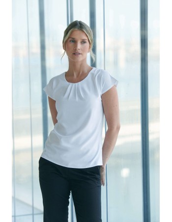 Top cuello plisado mujer