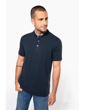 Men\\\'s short-sleeved polo shirt with Mandarin collar