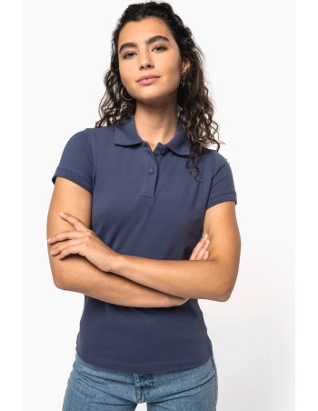 Polo de punto piqué manga corta mujer