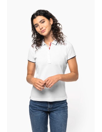 Polo piqué maga corta mujer