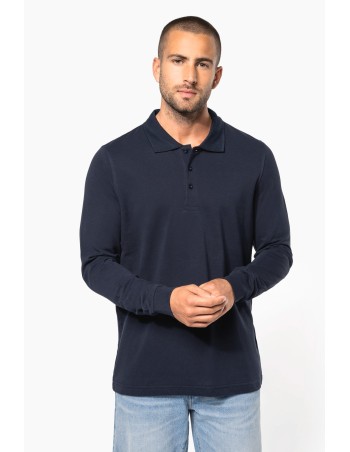 Men\\\'s long-sleeved piqué polo shirt