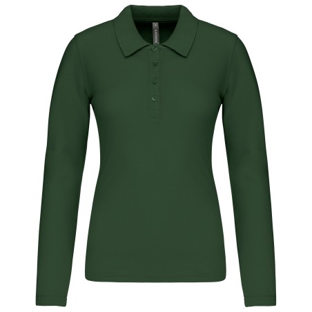 Polo piqué de manga larga de mujer