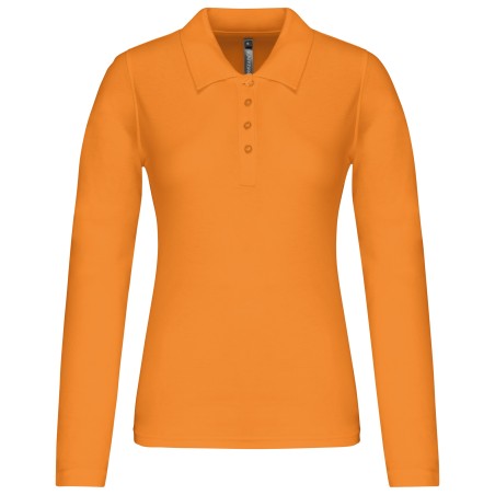 Polo piqué de manga larga de mujer