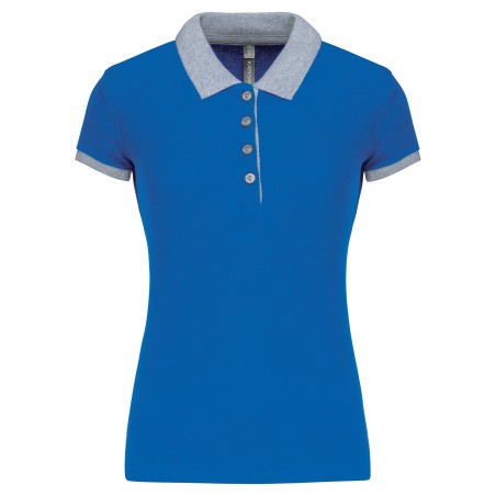 Polo piqué bicolor mujer