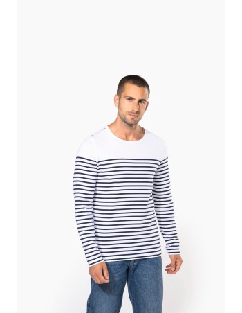 Men\\\'s long-sleeved Breton stripe top