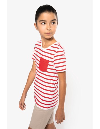 Camiseta Marinero a rayas con bolsillo manga corta para...