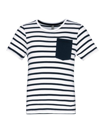 Camiseta Marinero a rayas con bolsillo manga corta para... 2