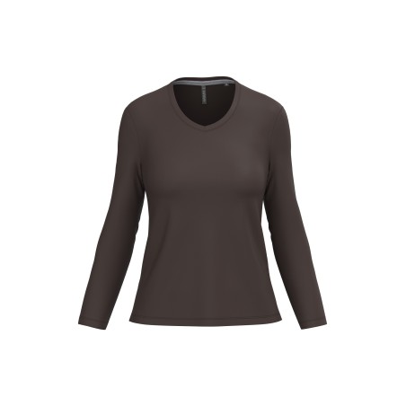 Ladies\\\' long-sleeved V-neck T-shirt
