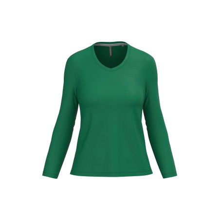 Camiseta manga larga y cuello de pico mujer