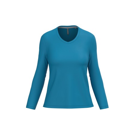 Camiseta manga larga y cuello de pico mujer