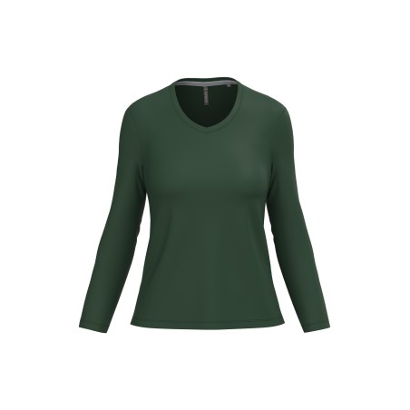 Camiseta manga larga y cuello de pico mujer