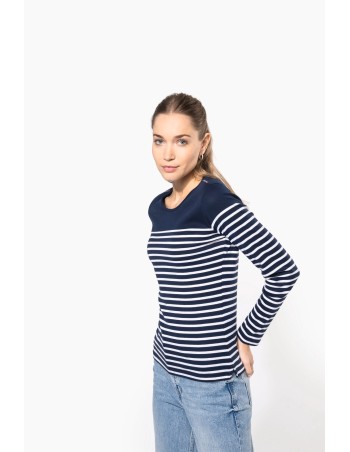 Camiseta marinera de manga larga de mujer