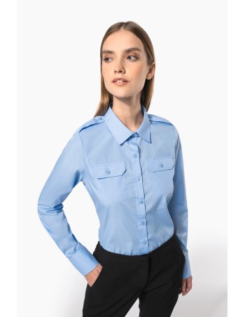 Camisa piloto manga larga mujer