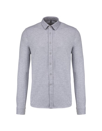 Long-sleeved piqué knit shirt