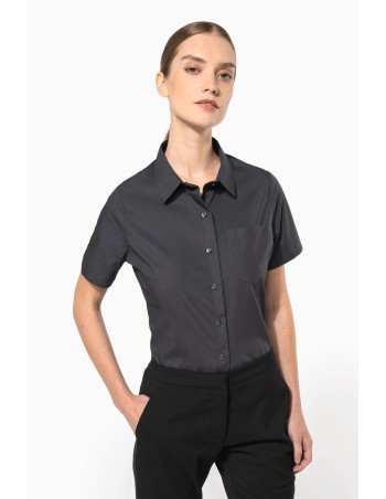 Camisa popelina manga corta mujer