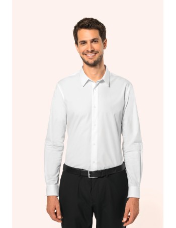 Camisa popelina manga larga hombre